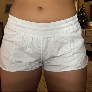 White lululemon hotty hot shorts. Size 6